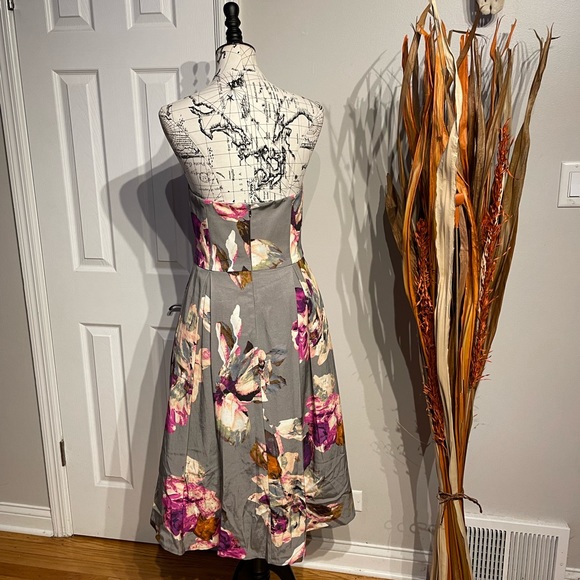 NWOT High Low Floral Print Pleated Overlay Fit Flare Cocktail Party A-line work - Picture 3 of 6